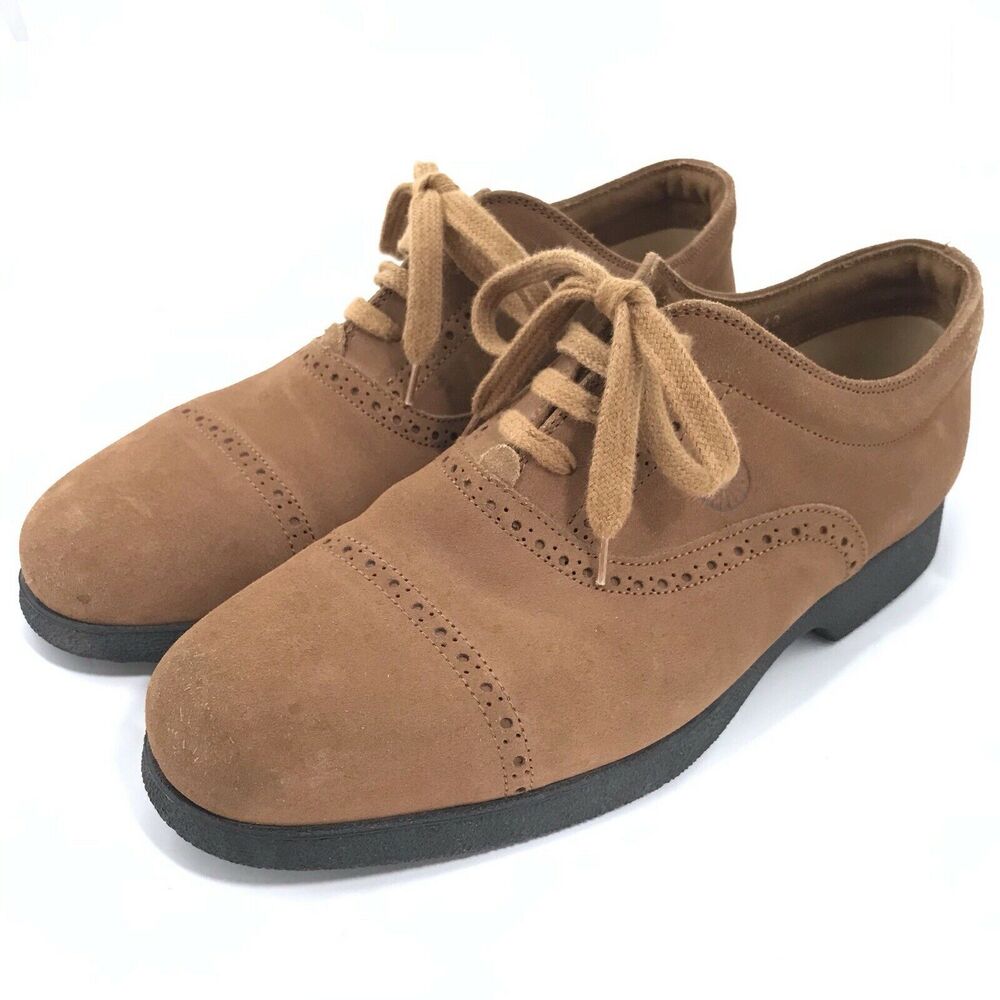 Vintage Enzo of Roma Suede Leather Oxfords Lace Up Laser Cut Mens EU 43 US 9.5‎